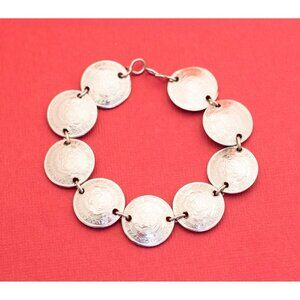 Vintage Silver Linked-Coins 7 Inches F12